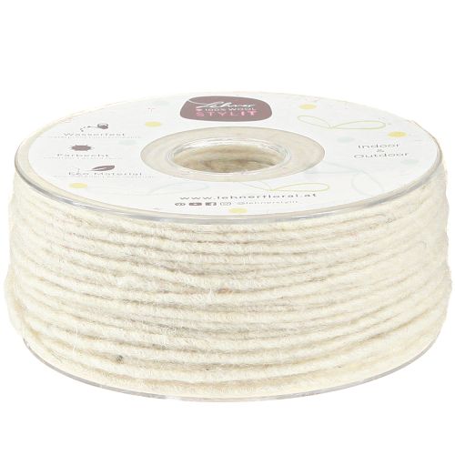 Wool cord white 3mm 100m