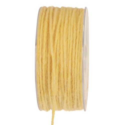 Floristik24 Wick thread wool cord felt cord wool thread yellow Ø3mm 100m