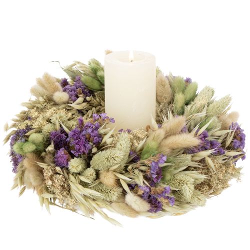 Product Dried flower wreath for spring and summer, for table and front door, for special occasions with colored accents, 26cm