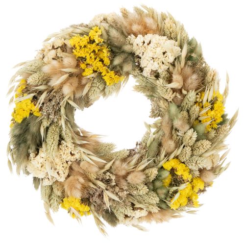 Dried flower wreath, natural decoration for table, living room and hallway, 25cm