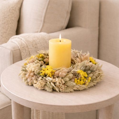 Product Dried flower wreath, natural decoration for table, living room and hallway, 25cm