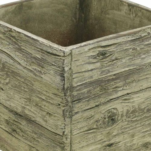 Product Flower pot square 18x18cm concrete box wood look