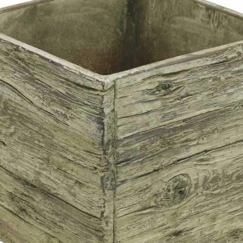 Floristik24 Flower pot square 18x18cm concrete box wood look