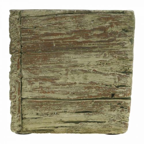 Floristik24 Flower pot square 12x12cm concrete cube wood look