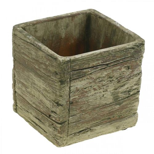 Floristik24 Plant pot square 9.5x9.5cm concrete planter wood look