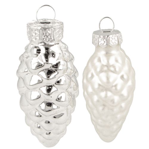 Product Cones mix made of glass silver 5cm 14 pcs