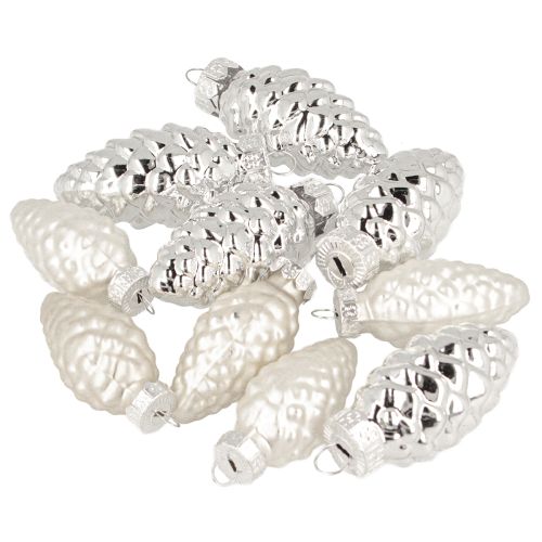 Product Cones mix made of glass silver 5cm 14 pcs