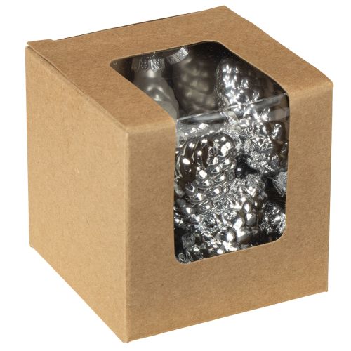 Product Cones mix made of glass silver 5cm 14 pcs