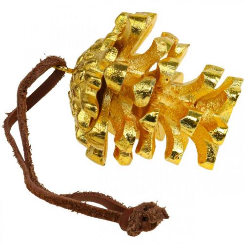Product Pine cone decoration cones for hanging Gold H6cm