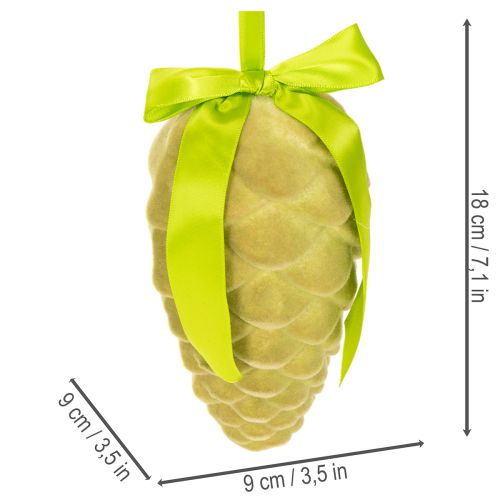 Decorative pine cones for hanging, flocked pine cones with ribbon and bow, 18cm, 3 pieces | Floristik24.ie