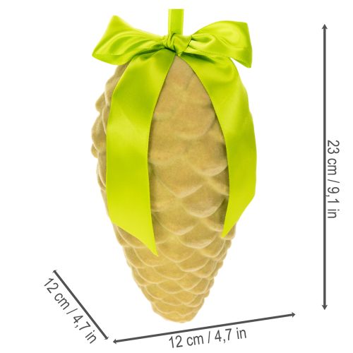 Artificial pine cone pendants with gift ribbon and bow, 23cm, 3 pieces | Floristik24.ie