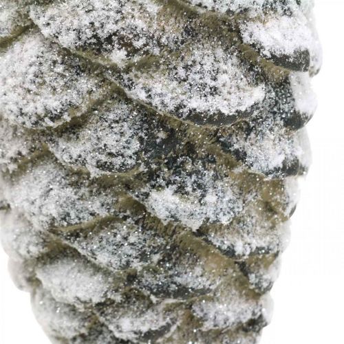 Floristik24 Large decorative cone for hanging Artificial snow cone 23cm