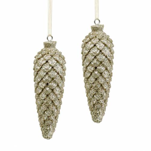 Floristik24 Christmas tree decorations cones gold glitter 8,5cm 6pcs
