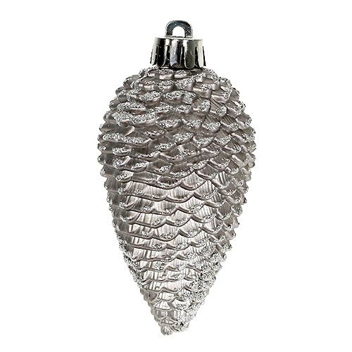 Product Cones for hanging plastic, mica 9.5cm silver 6pcs