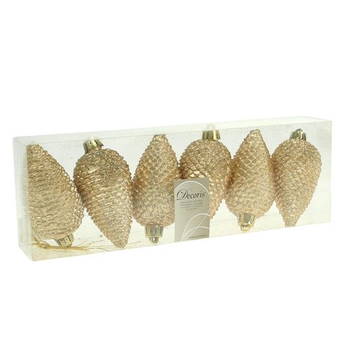 Product Light gold plastic cones, 8cm, 6 pieces, for hanging