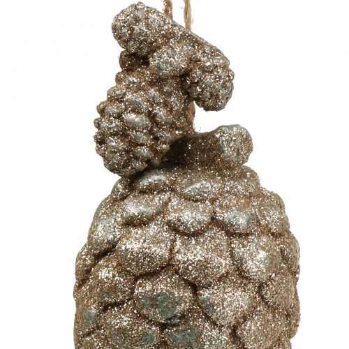 Product Cones with glitter light gold 14cm 3pcs