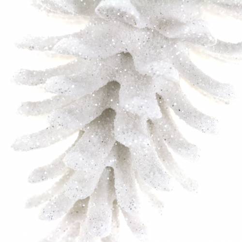 Product Christmas tree ornaments cones white glitter 9cm x 4.5cm 6pcs