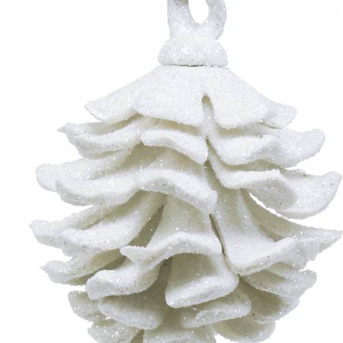 Floristik24 Christmas tree decorations cones white glitter 9cm 6pcs