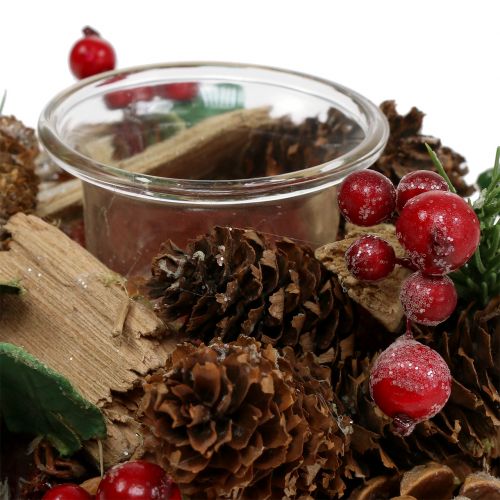 Floristik24 Candle arrangement with cones nature 19cm