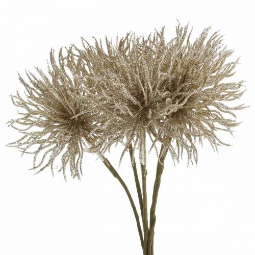 Artificial clematis branch champagne with glitter 32cm 5pcs