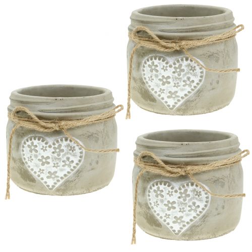 Floristik24 Concrete pot heart Ø11.5cm 3pcs