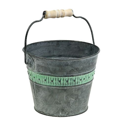 Floristik24 Zinc bucket with green Ø15cm H12cm