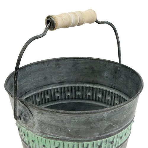 Floristik24 Zinc bucket with green Ø15cm H12cm
