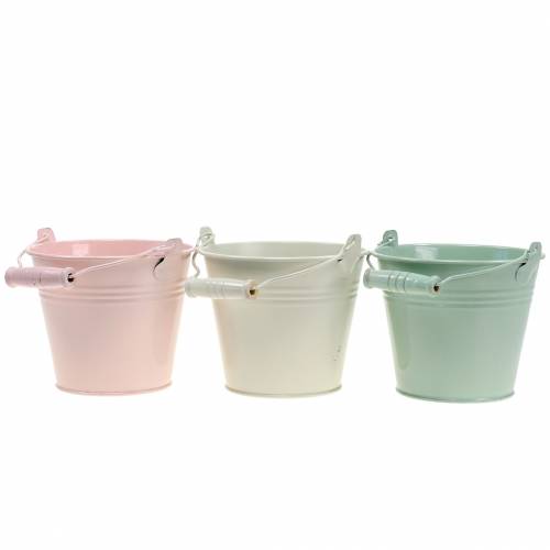 Floristik24 Zinc bucket assortment pastel colors Ø14cm H12cm 6pcs