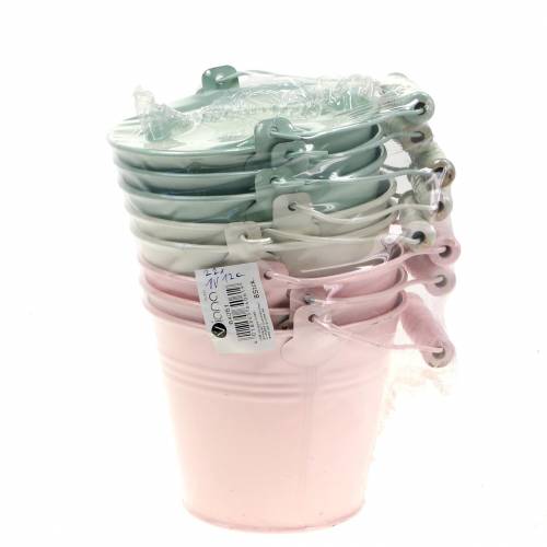 Floristik24 Zinc bucket assortment pastel colors Ø14cm H12cm 6pcs