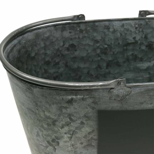 Floristik24 Zinc tub planter with handles Oval Gray H20cm