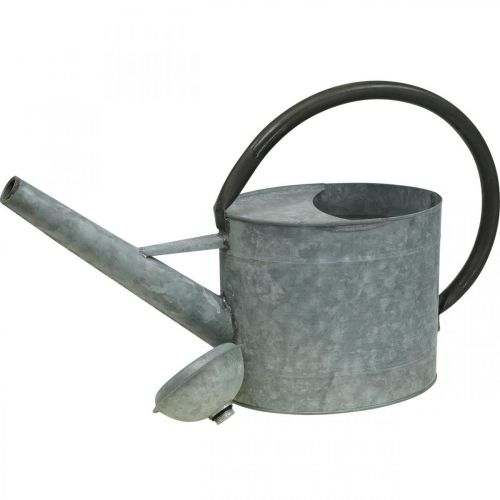 Product Vintage metal watering can, silver-grey, stylish garden decoration, flower vase, L53cm H29cm
