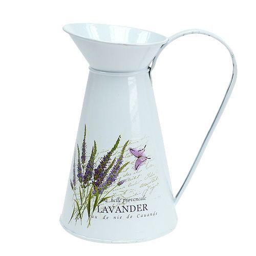 Floristik24 Zinc jug with lavender motif white H 22cm 1p