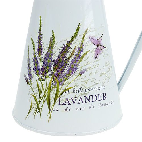 Floristik24 Zinc jug with lavender motif white H 22cm 1p