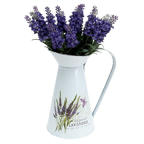 Floristik24 Zinc jug with lavender motif white H 22cm 1p