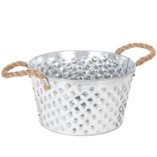 Zinc bowl, decorative bowl, metal with rope handle, Ø22cm H12cm buy online | Floristik24.ie