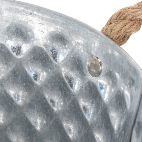 Zinc bowl, decorative bowl, metal with rope handle, Ø22cm H12cm | Floristik24.ie