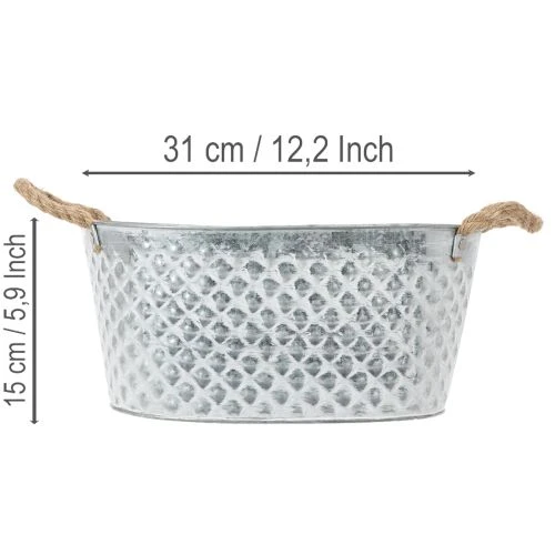 Large oval zinc bowl, 31cm x 20cm, H15cm | Floristik24.ie