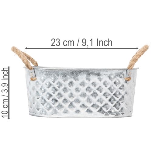 Zinc bowl oval 23cm x 12cm H10.5cm | Floristik24.ie