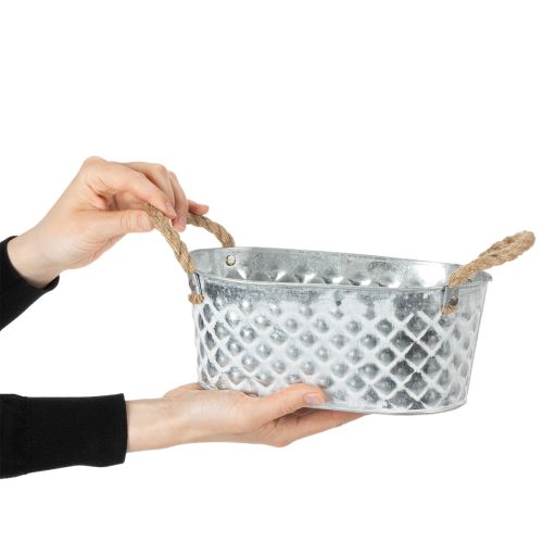 Zinc bowl oval 23cm x 12cm H10.5cm | Floristik24.ie