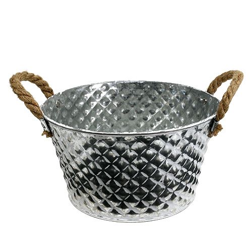 Floristik24 Zinc bowl round with rope handles Ø25cm H14cm