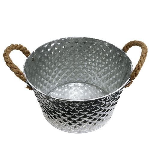 Product Zinc bowl round with rope handles Ø25cm H14cm