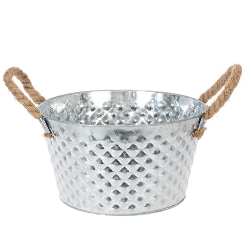 Round zinc bowl with rope handles Ø25cm H14cm buy online | Floristik24.ie