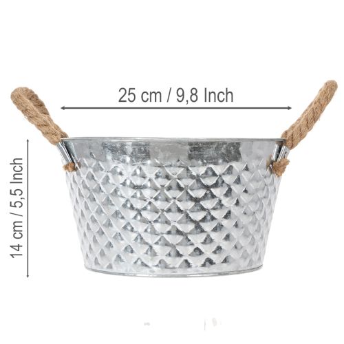 Round zinc bowl with rope