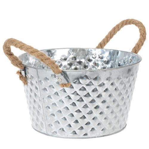 Round zinc bowl with rope