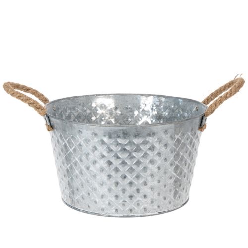 Round zinc bowl with rope handles Ø28cm H16cm buy online | Floristik24.ie