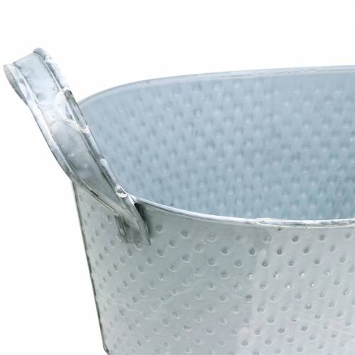 Zinc bowl oval light gray washed 27x18cm H12cm | Floristik24.ie