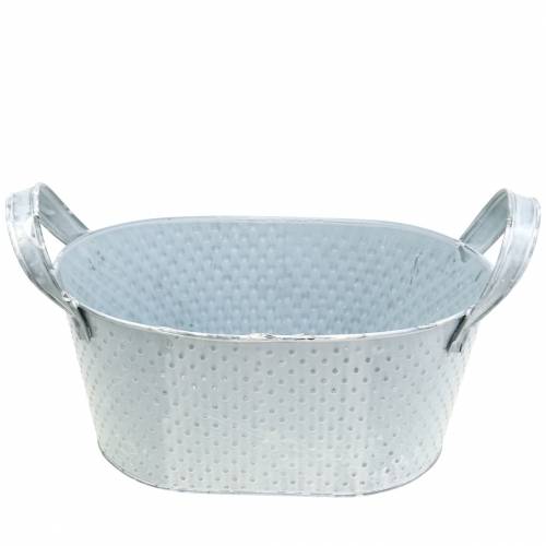 Zinc bowl oval light gray washed 27x18cm H12cm | Floristik24.ie