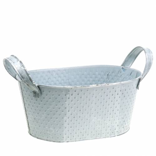 Zinc bowl oval light gray washed 27x18cm H12cm | Floristik24.ie