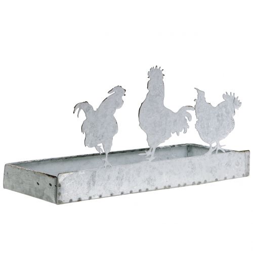 Floristik24 Zinc bowl with chickens 30cm x 12cm H15.5cm