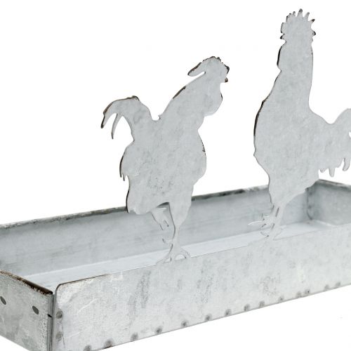 Floristik24 Zinc bowl with chickens 30cm x 12cm H15.5cm